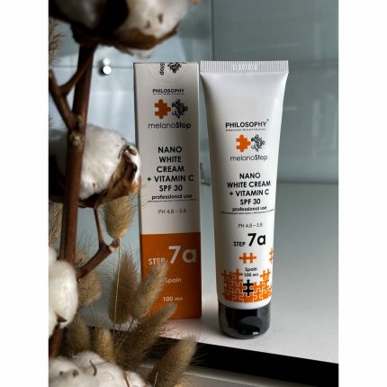 NANO WHITE CREAM + VITAMIN C SPF 30 PROFESSIONAL USE / ОТБЕЛИВАЮЩИЙ НАНО КРЕМ С ВИТАМИНОМ С И СПФ 30  100 ml step 7a(изображение 2)